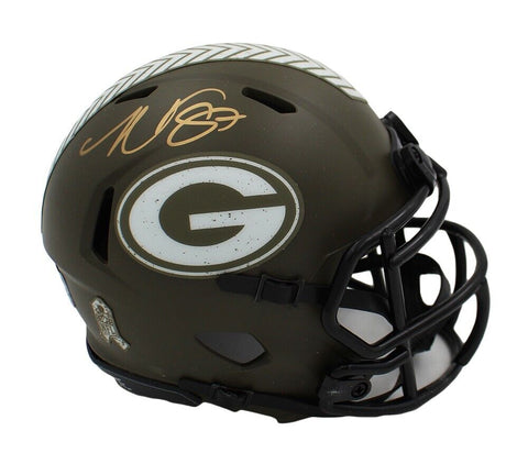 Romeo Doubs Signed Green Bay Packers Speed Salute To Service NFL Mini Helmet