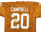 TEXAS LONGHORNS EARL CAMPBELL AUTOGRAPHED ORANGE JERSEY "HT 77" JSA 228967