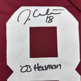 Autographed/Signed Jason White 03 Heisman Oklahoma Maroon College Jersey JSA COA