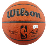 Jazz Karl Malone Authentic Signed Wilson Basketball Autographed BAS Witnessed