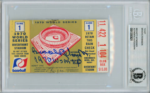 Brooks Robinson Signed 1970 World Series Game 1 Ticket Stub MVP BAS Slab 35005