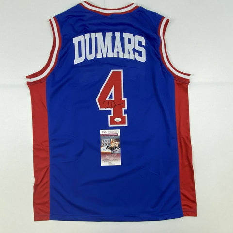 Autographed/Signed JOE DUMARS Detroit Blue Basketball Jersey JSA COA Auto