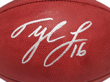 TYLER LOCKETT AUTOGRAPHED NFL LEATHER COLOR SHIELD FOOTBALL SEAHAWKS MCS 209206