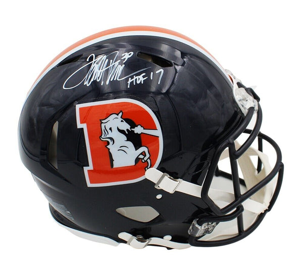 Terrell Davis Signed Denver Broncos Speed Auth Color Rush NFL Helmet w/ "HOF 17"