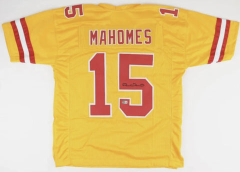 Patrick Mahomes Autographed Kansas City Chiefs Gold Custom Jersey Beckett