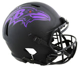 Ravens Ray Lewis HOF 18 Signed Eclipse F/S Speed Proline Helmet w Purple Sig BAS