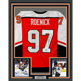 Framed Autographed/Signed Jeremy Roenick 33x42 Orange Jersey BAS COA