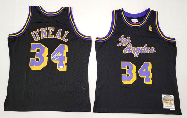 Shaquille O'Neal Signed LA Lakers 1996-97 Black M&N Jersey Beckett Witnessed