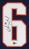 Sony Michel Authentic Signed Navy Blue Pro Style Framed Jersey BAS Witnessed