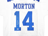 DALLAS COWBOYS CRAIG MORTON AUTOGRAPHED WHITE & BLUE JERSEY BECKETT QR 233738