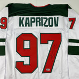 Autographed/Signed Kirill Kaprizov Minnesota White Hockey Jersey Beckett BAS COA