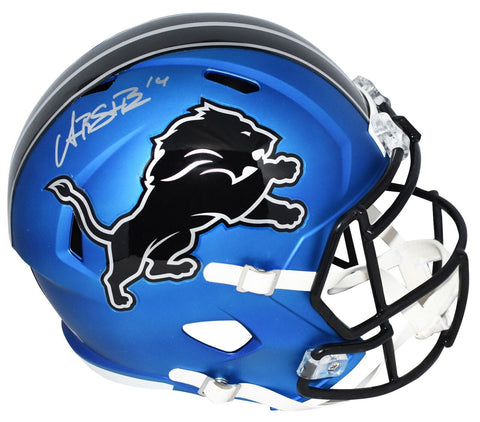 AMON-RA ST BROWN SIGNED DETROIT LIONS 2024 BLUE FULL SIZE SPEED HELMET BECKETT