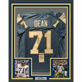 FRAMED Autographed/Signed FRED DEAN 33x42 San Diego Powder Blue Jersey JSA COA