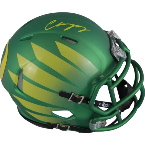 Christian Gonzalez Autographed Oregon Ducks Green Wing Mini Helmet Beckett 49144