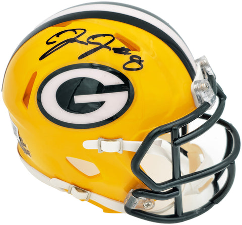 JOSH JACOBS AUTOGRAPHED PACKERS YELLOW SPEED MINI HELMET BECKETT WITNESS 230063