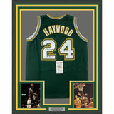 FRAMED Autographed/Signed SPENCER HAYWOOD 33x42 Seattle Green Jersey JSA COA