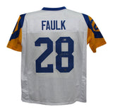 Marshall Faulk Autographed/Signed Pro Style TB White XL Jersey Beckett 35507