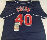 Bartolo Colon Signed Cleveland Indians Blue Road Jersey (JSA Witness COA)