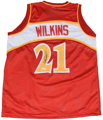 DOMINIQUE WILKINS SIGNED ATLANTA HAWKS #21 RED BASKETBALL JERSEY BECKETT