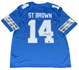 AMON-RA ST BROWN SIGNED DETROIT LIONS #14 BLUE NIKE LIMITED JERSEY BECKETT