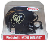 Deion Sanders Signed Colorado Buffaloes Black Mini Helmet Beckett 39623