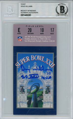 Doug Williams Autographed Super Bowl XXII Ticket SB MVP Beckett Slab 38622