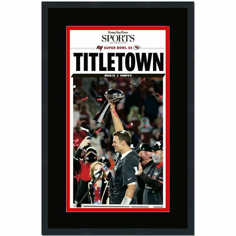 Framed Tampa Bay Times Buccaneers Super Bowl LV 55 Newspaper Cover 17x27 Photo 2