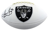 Raiders Howie Long Signed White Panel Logo Football W/ Case BAS Witnessed