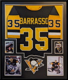 FRAMED PITTSBURGH PENGUINS TOM BARRASSO AUTOGRAPHED SIGNED JERSEY JSA COA