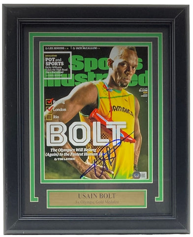 Usain Bolt Signed Framed 8x10 Olympic Track Legend Photo BAS BH033137