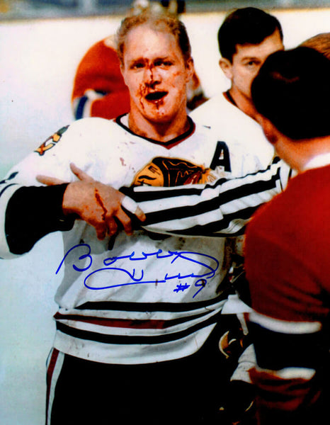 Bobby Hull Signed Chicago Blackhawks 'Blood' 11x14 Photo - SCHWARTZ