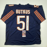 Autographed/Signed DICK BUTKUS HOF 79 Chicago Blue Football Jersey JSA COA Auto