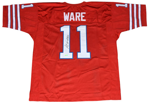 ANDRE WARE AUTOGRAPHED HOUSTON COUGARS #11 RED JERSEY TRISTAR W/ 89 HEISMAN