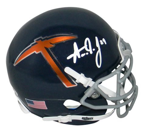 AARON JONES SIGNED AUTOGRAPHED UTEP MINERS NAVY MINI HELMET JSA