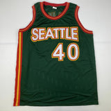 Autographed/Signed SHAWN KEMP Seattle Dark Green Basketball Jersey PSA/DNA COA