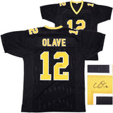 NEW ORLEANS SAINTS CHRIS OLAVE AUTOGRAPHED BLACK JERSEY BECKETT WITNESS 230050