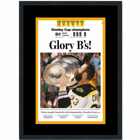 Framed The Boston Globe Bruins Glory B's 2011 Stanley Cup Newspaper 17x27 Photo