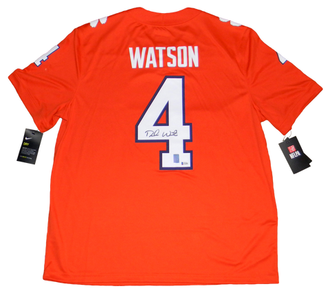 DESHAUN WATSON SIGNED AUTOGRAPHED CLEMSON TIGERS #4 ORANGE NIKE JERSEY BECKETT