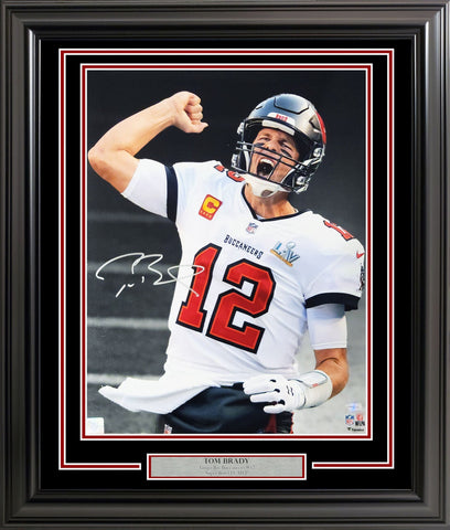 TOM BRADY AUTOGRAPHED FRAMED 16X20 PHOTO BUCCANEERS SB LV FANATICS 206955