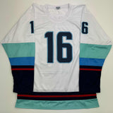 Autographed/Signed Jared McCann Seattle White Hockey Jersey JSA COA