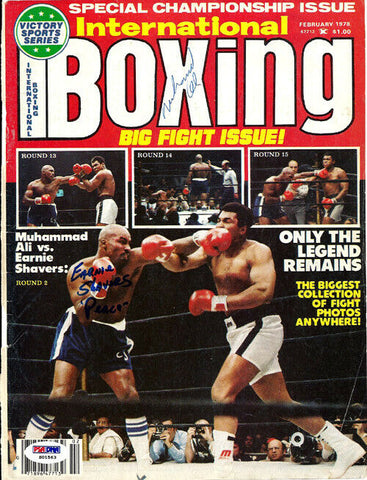 Muhammad Ali & Ernie Shavers Authentic Autographed Magazine Cover PSA S01563