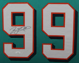 JASON TAYLOR (Dolphins teal SKYLINE) Signed Autographed Framed Jersey JSA