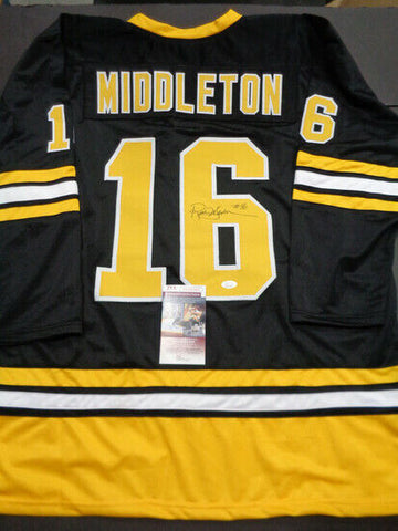 Rick Middleton Signed Boston Bruins Throwback Jersey (JSA COA) 3xAll Star R.W.