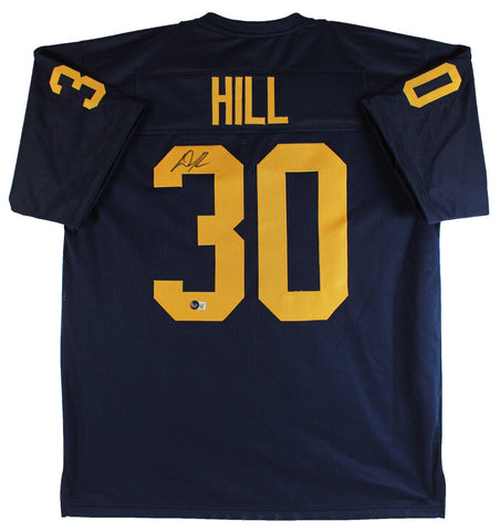 Michigan Daxton Hill Authentic Signed Navy Blue Pro Style Jersey BAS Witnessed