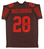 Jeremiah Owusu-Koramoah Authentic Signed Brown Pro Style Jersey BAS Witnessed