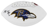 Ravens Kyle Hamilton Signed White Panel Logo Football W/ Case BAS Witnessed