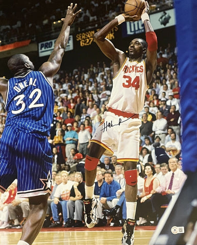 Hakeem Olajuwon Autographed/Signed Houston Rockets 16x20 Photo Beckett 46523