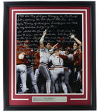 Lou Piniella Signed Framed Cincinnati Reds 16x20 Photo w/ Story Fanatics Steiner