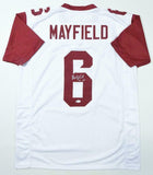 Baker Mayfield Autographed White College Style Jersey - Beckett W Auth *6