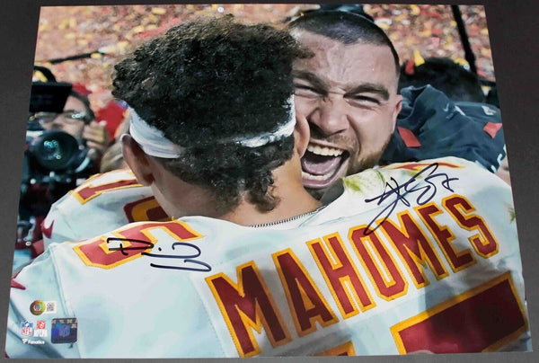 PATRICK MAHOMES & TRAVIS KELCE SIGNED CHIEFS SUPER BOWL LVII 16x20 PHOTO BECKETT